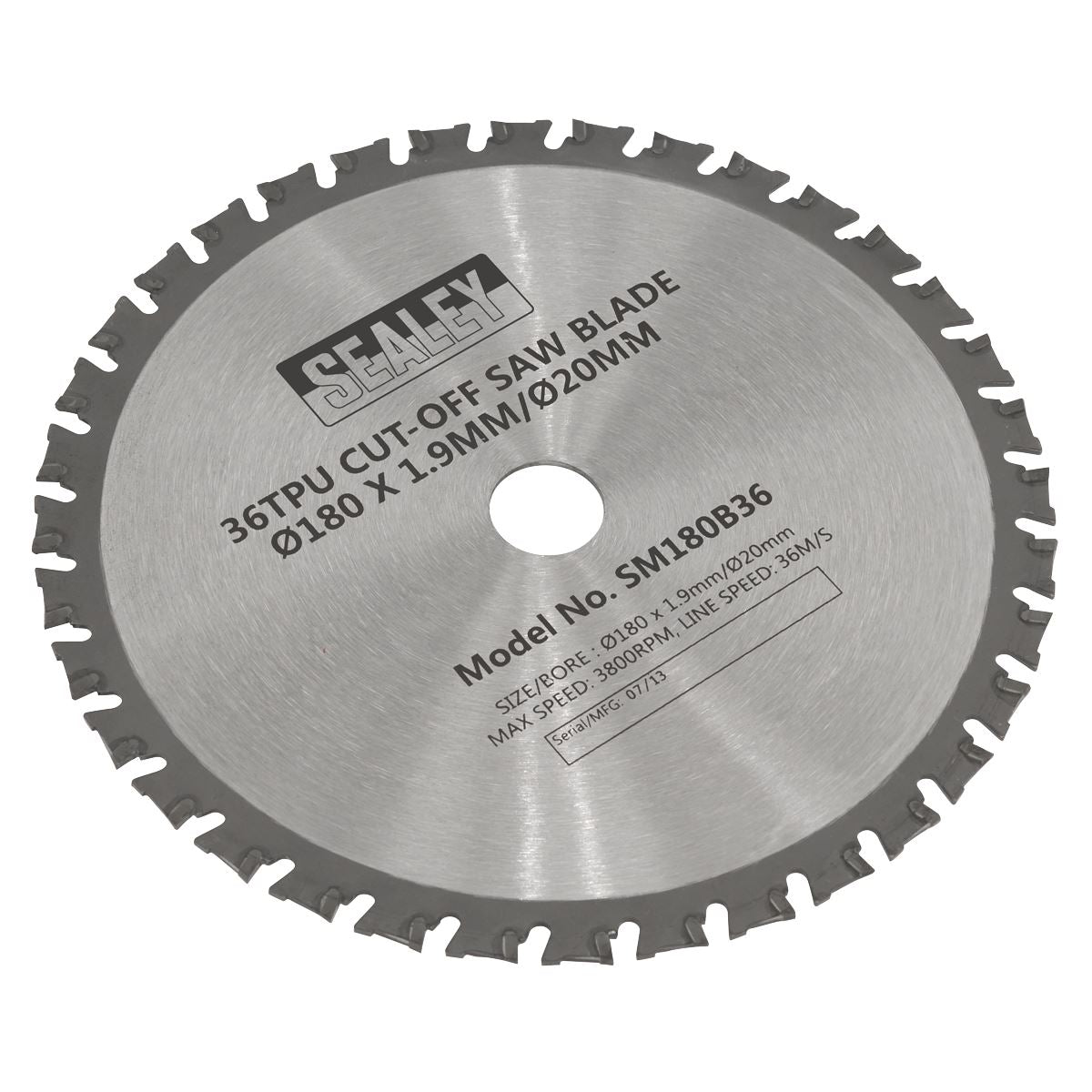 Sealey SM180B36 Cut-Off Saw Blade Ø180 x 1.9mm/Ø20mm 36tpu Sealey