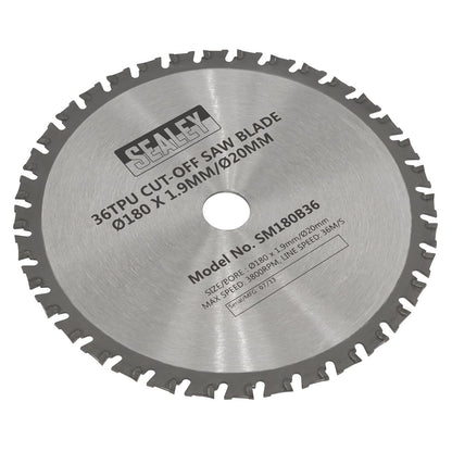Sealey SM180B36 Cut-Off Saw Blade Ø180 x 1.9mm/Ø20mm 36tpu Sealey