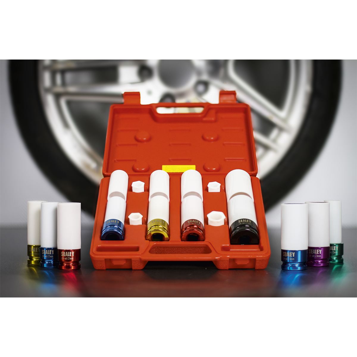 Sealey SX030 Alloy Wheel Impact Socket Set 4pc 1/2"Sq Drive Sealey