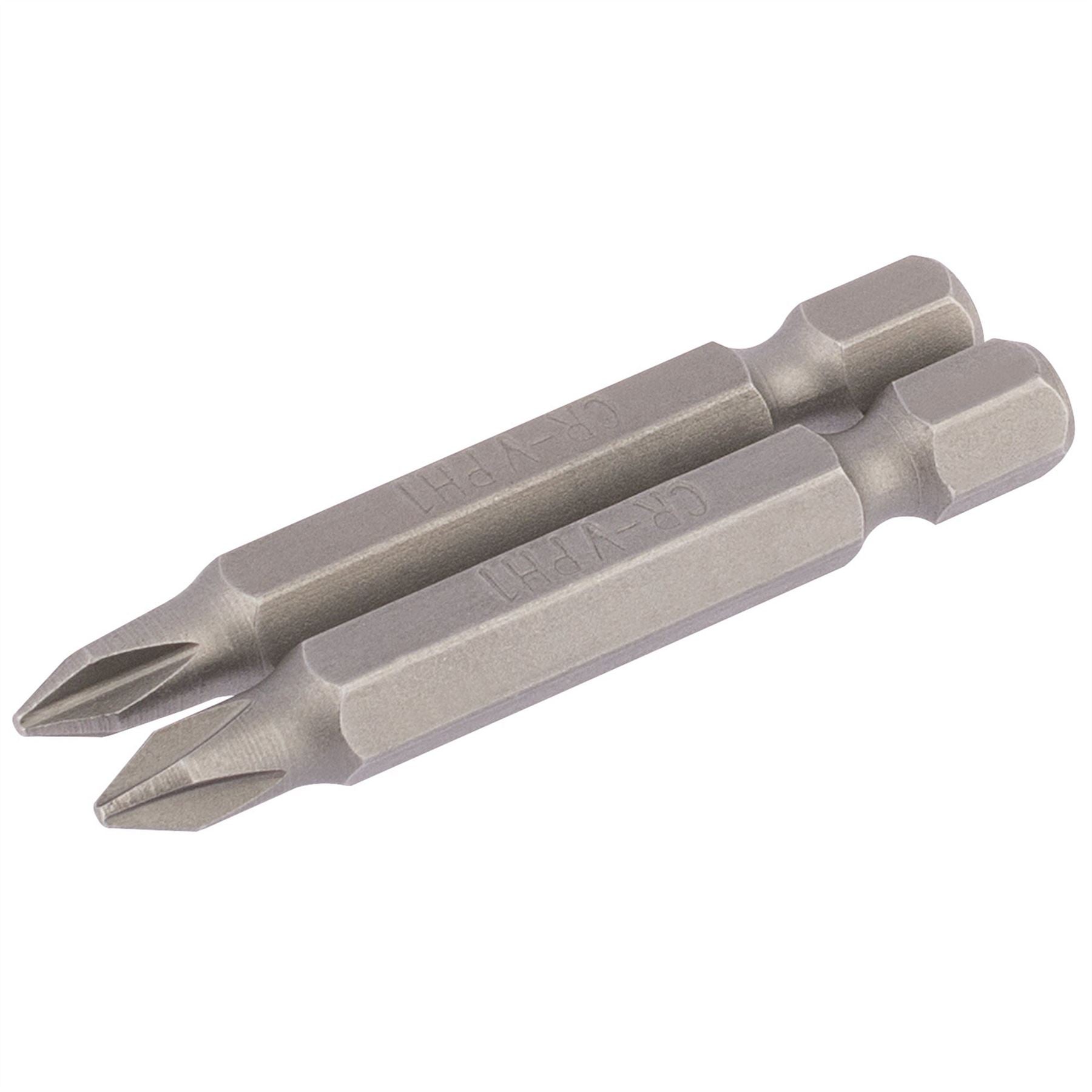 Draper 64232 Cross Slot Insert Bit 1/4" Hex 50mm Long No.1 Pack of 2 Draper