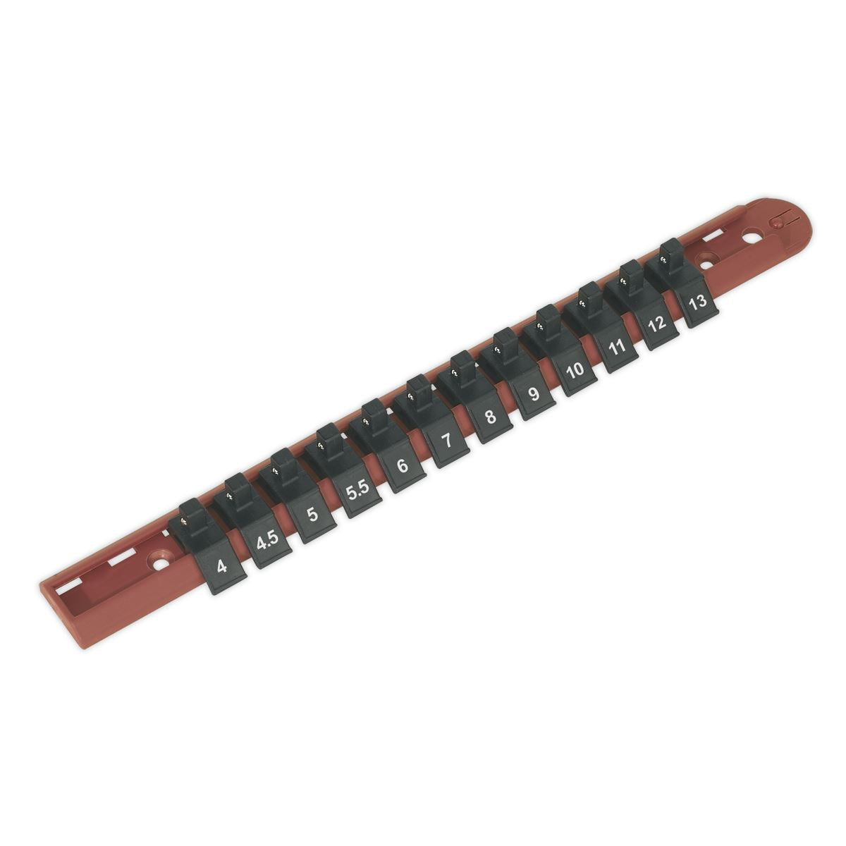 Sealey AK1412 Socket Retaining Rail with 12 Clips 1/4"Sq Drive Sealey