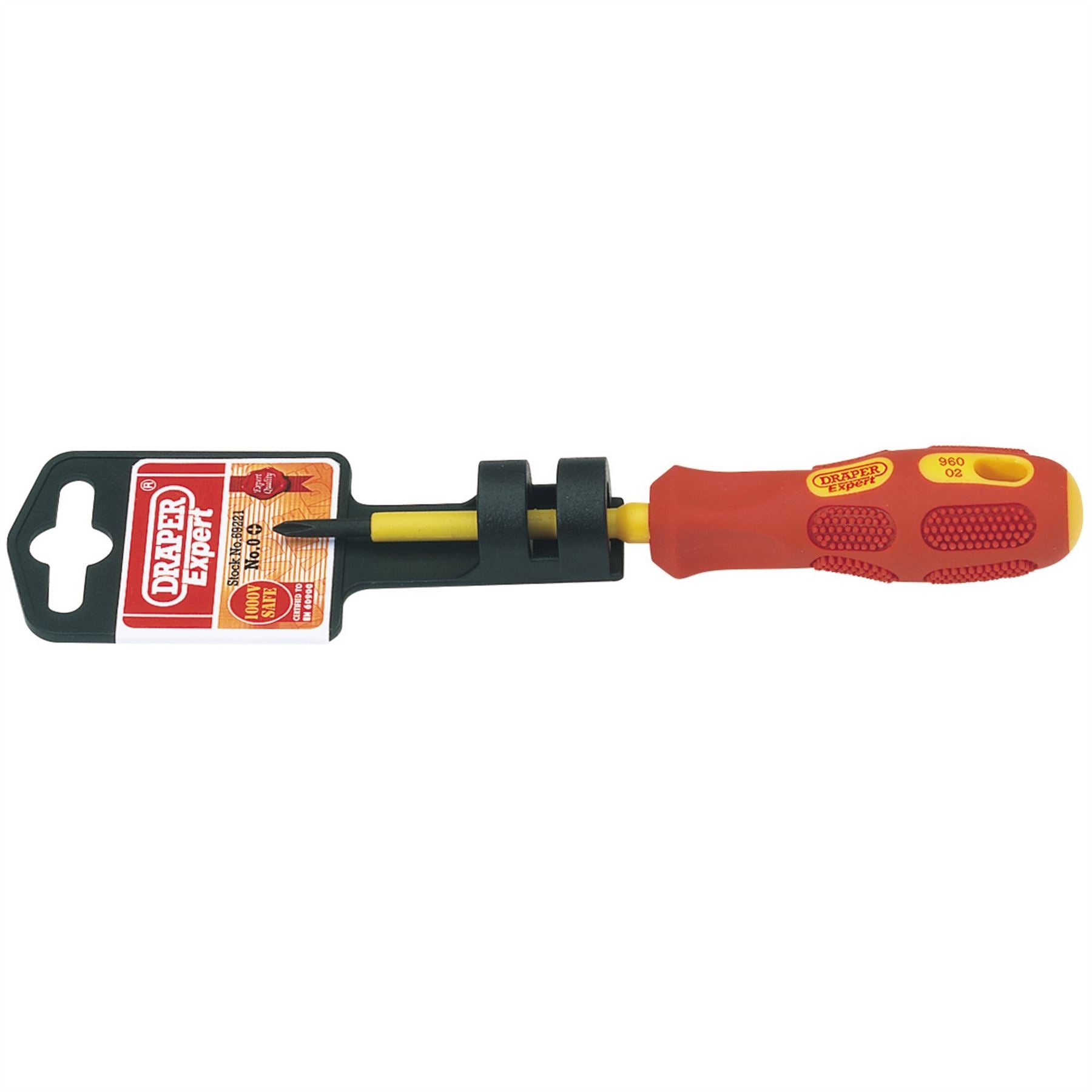 Draper 69221 VDE Approved Fully Insulated Cross Slot Screwdriver No.0 x 60mm Draper