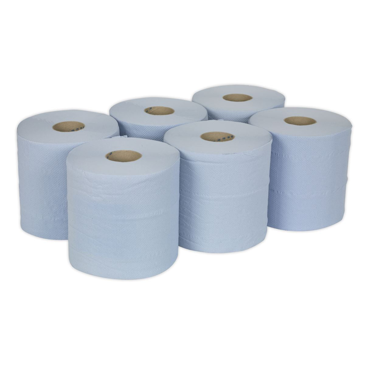 Sealey BLU150 Paper Roll Blue 2-Ply Embossed 150m Pack of 6 Sealey