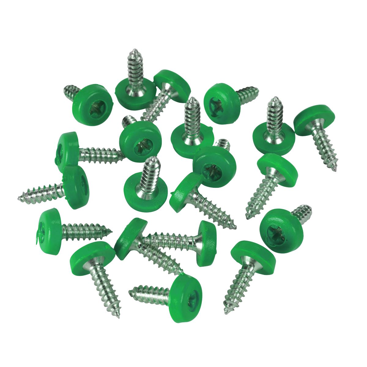 Sealey PTNPG Green Numberplate Screws 4.8 x 18mm - Pack of 50 Sealey