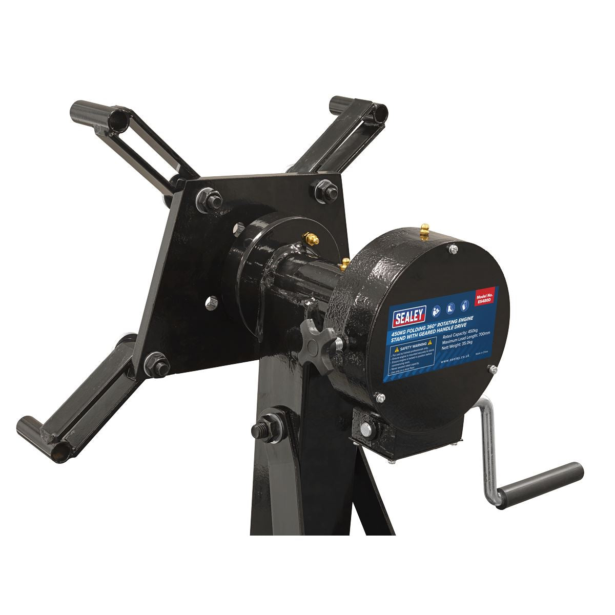 Sealey ES680D Folding 360º Rotating Engine Stand with Geared Handle Drive 680kg Capacity Sealey