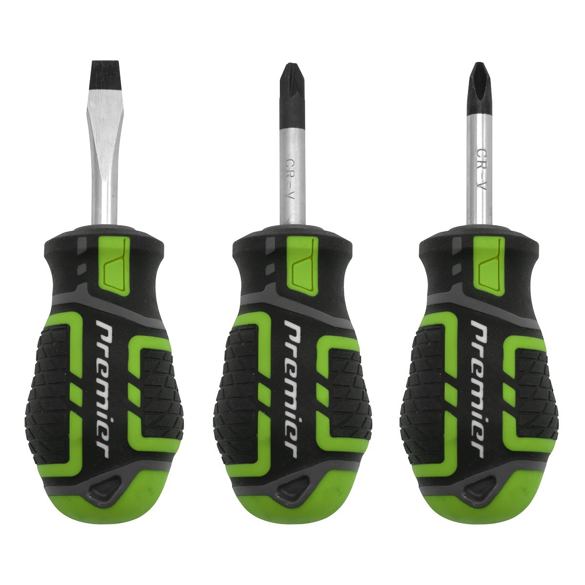 Sealey AK4328HV Screwdriver Set 3pc GripMAX® Stubby - Hi Vis Sealey