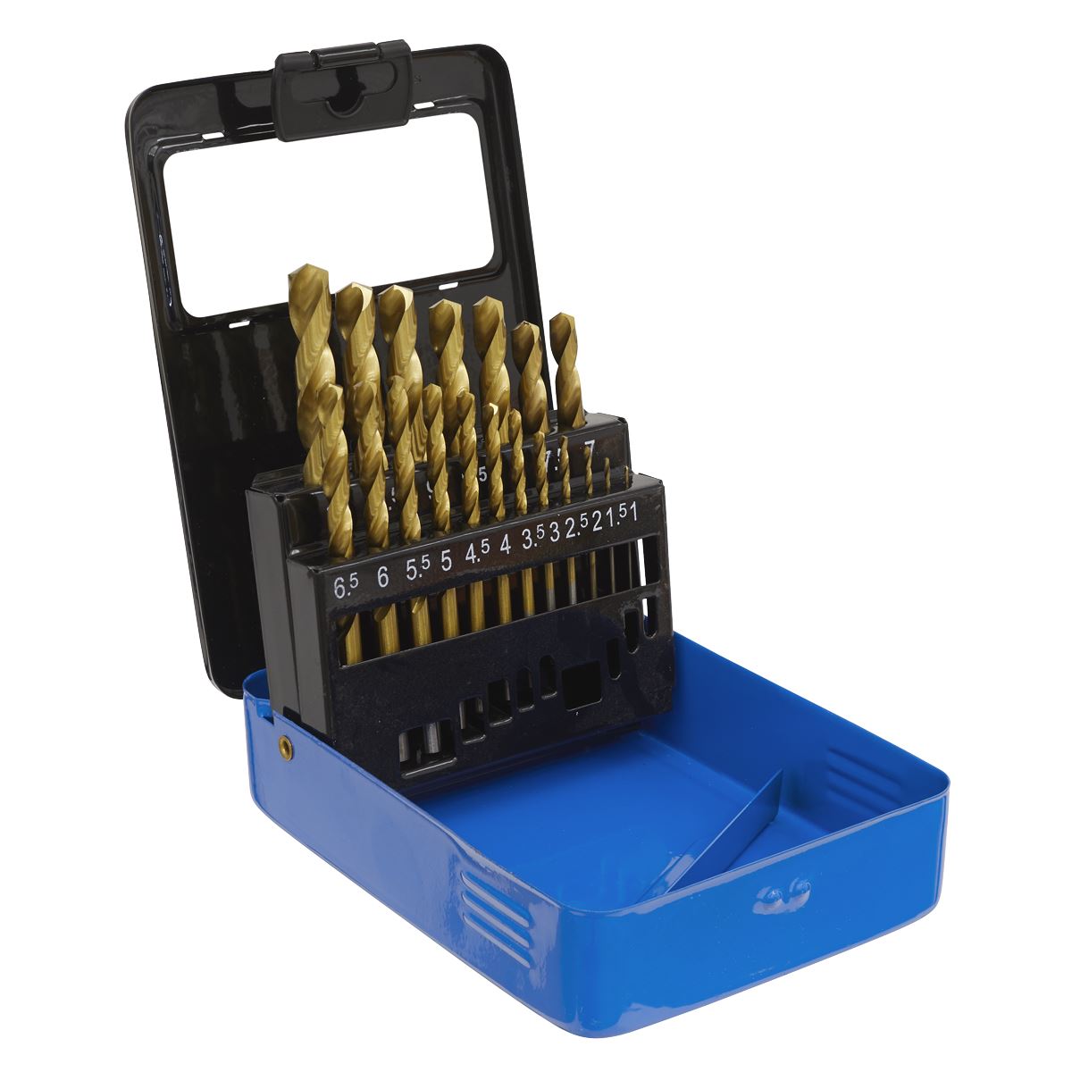 Sealey AK4719 HSS Fully Ground Drill Bit Set 19pc DIN 338 Metric Sealey