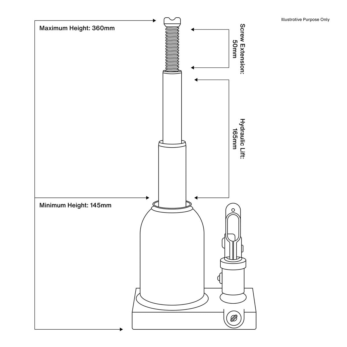 Sealey PTBJ2 Premier Telescopic Bottle Jack 2 Tonne Sealey