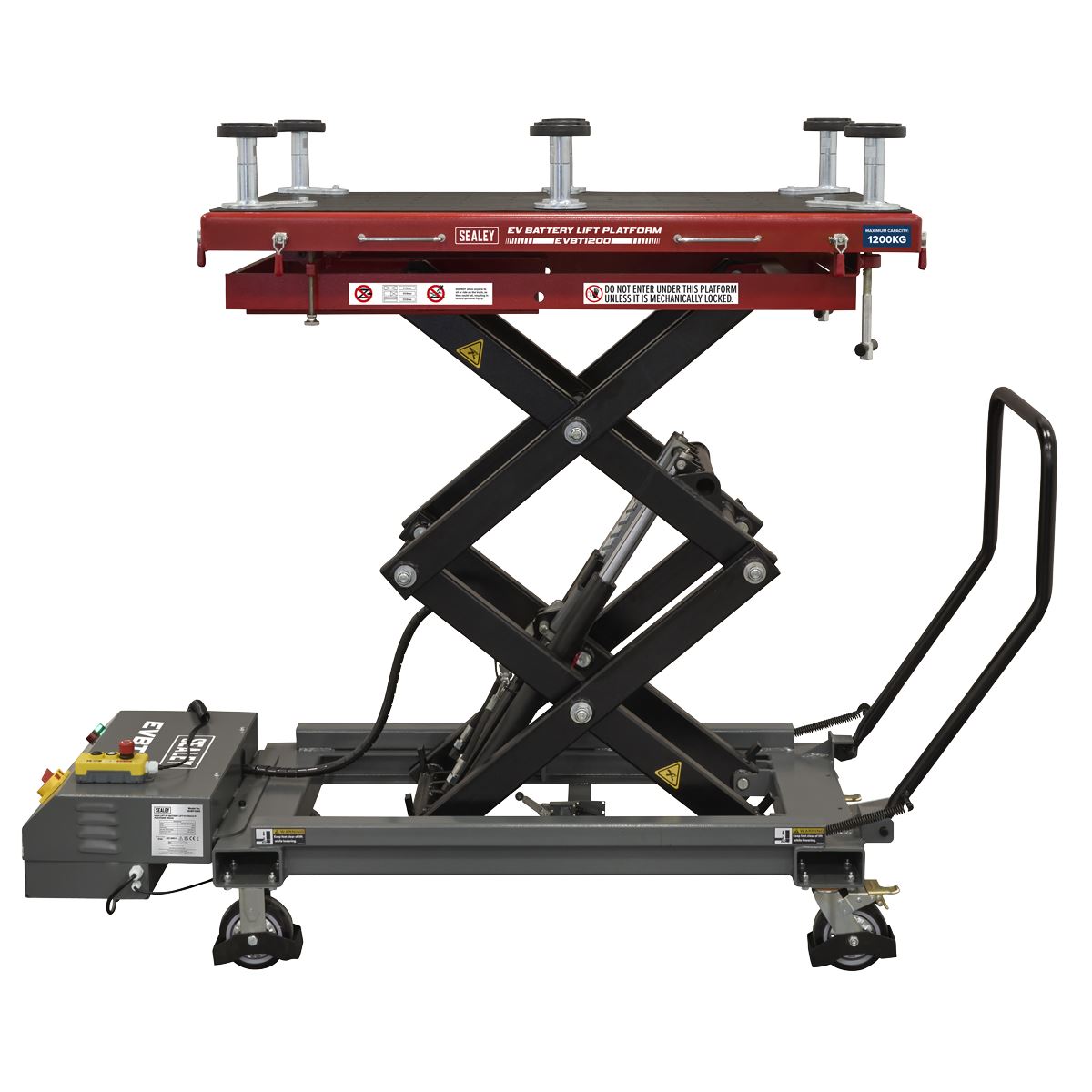 Sealey EVBT1200 High Lift EV Battery Lift/Hydraulic Platform Truck 1200kg Capacity Sealey