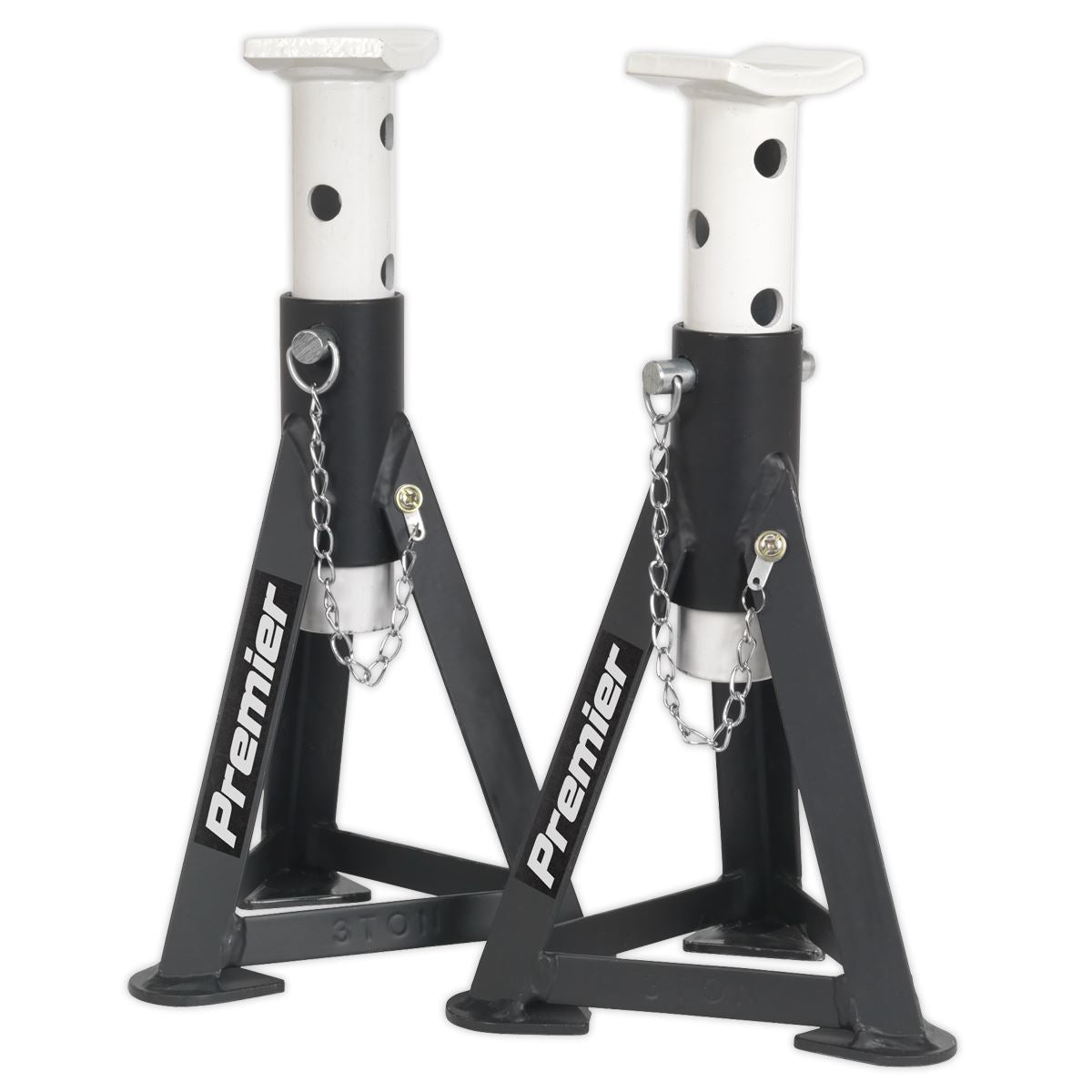 Sealey AS3 Premier Axle Stands (Pair) 3 Tonne Capacity per Stand - White Sealey