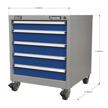 Sealey API5657A Mobile Industrial Cabinet 5 Drawer Sealey