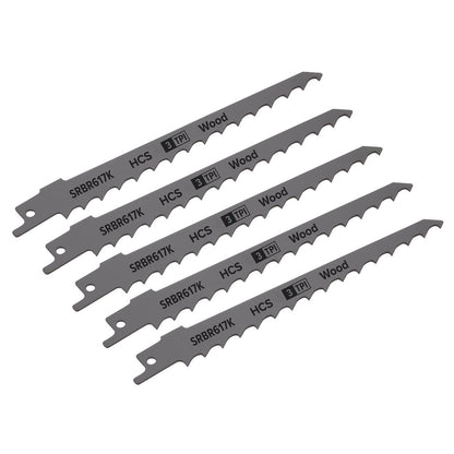 Sealey SRBR617K Reciprocating Saw Blade Pruning & Coarse Wood 150mm 3tpi - Pack of 5 Sealey