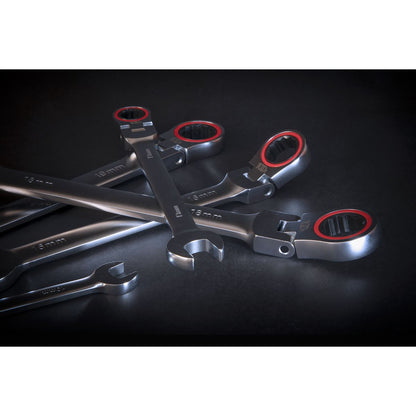 Sealey AK63943 Flexi-Head Ratchet Combination Spanner Set 7pc Metric Premier Platinum Sealey