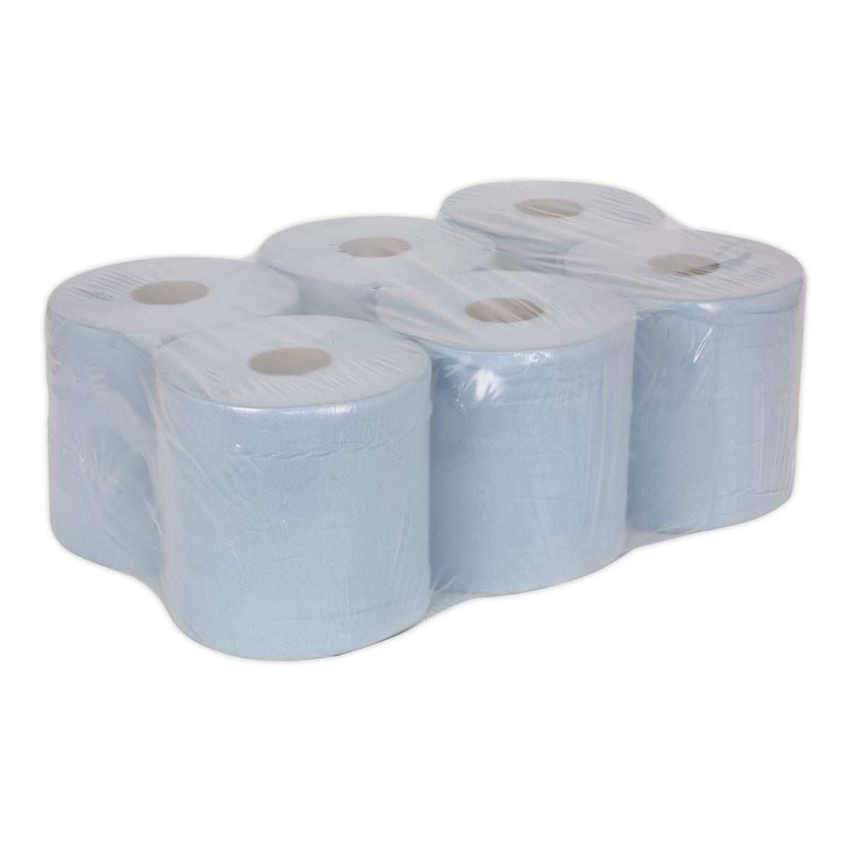 Sealey BLU150 Paper Roll Blue 2-Ply Embossed 150m Pack of 6 Sealey