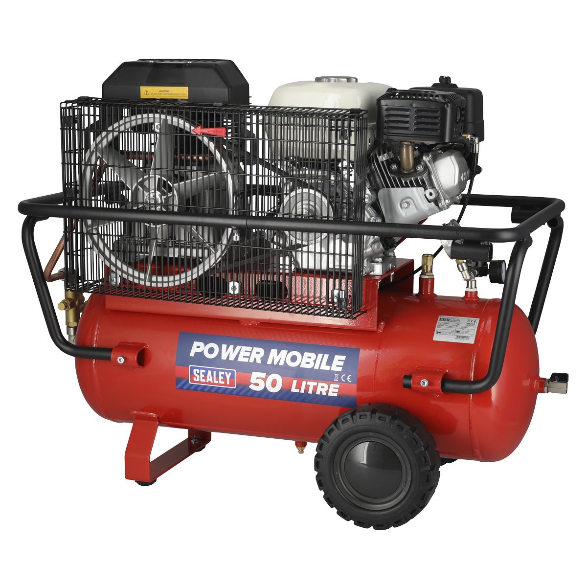 Sealey SA5055 Air Compressor 50L Belt Drive Petrol Engine 5.5hp Sealey