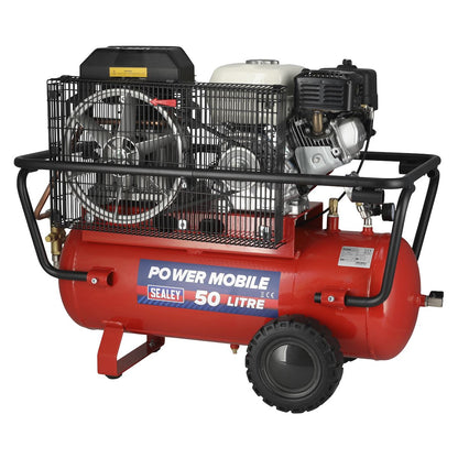 Sealey SA5055 Air Compressor 50L Belt Drive Petrol Engine 5.5hp Sealey
