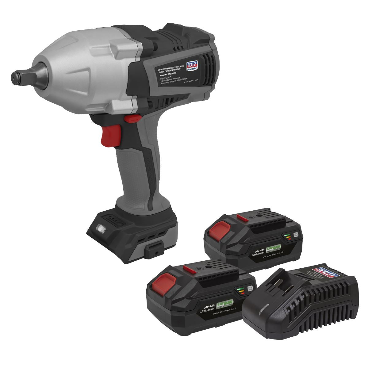 Sealey CP20VXIWKIT1 Cordless Impact Wrench Kit 20V SV20 Series - 2 Batteries Sealey