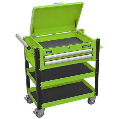 Sealey AP760MHV Heavy-Duty Mobile Tool & Parts Trolley 2 Drawers & Lockable Top - Green Sealey