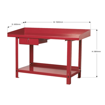 Sealey AP1015 Workbench Steel 1.5m with 1 Drawer Sealey
