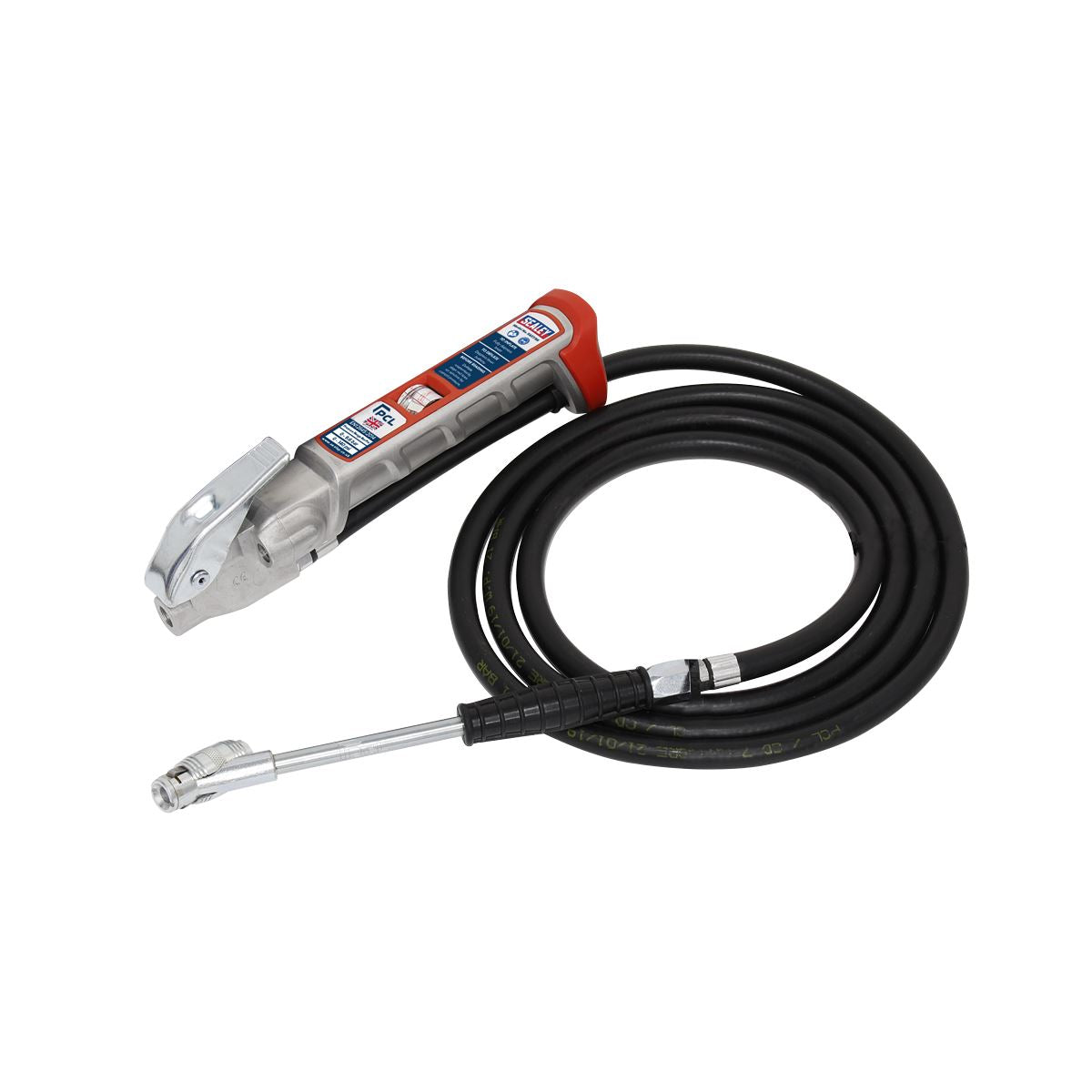 Sealey SA37/95 Tyre Inflator 2.5m Hose with Twin Clip-On Connector Sealey