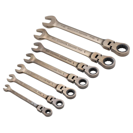 Draper 15087 Flexible Head Ratcheting Metric Combination Spanner Set 7 Piece Draper