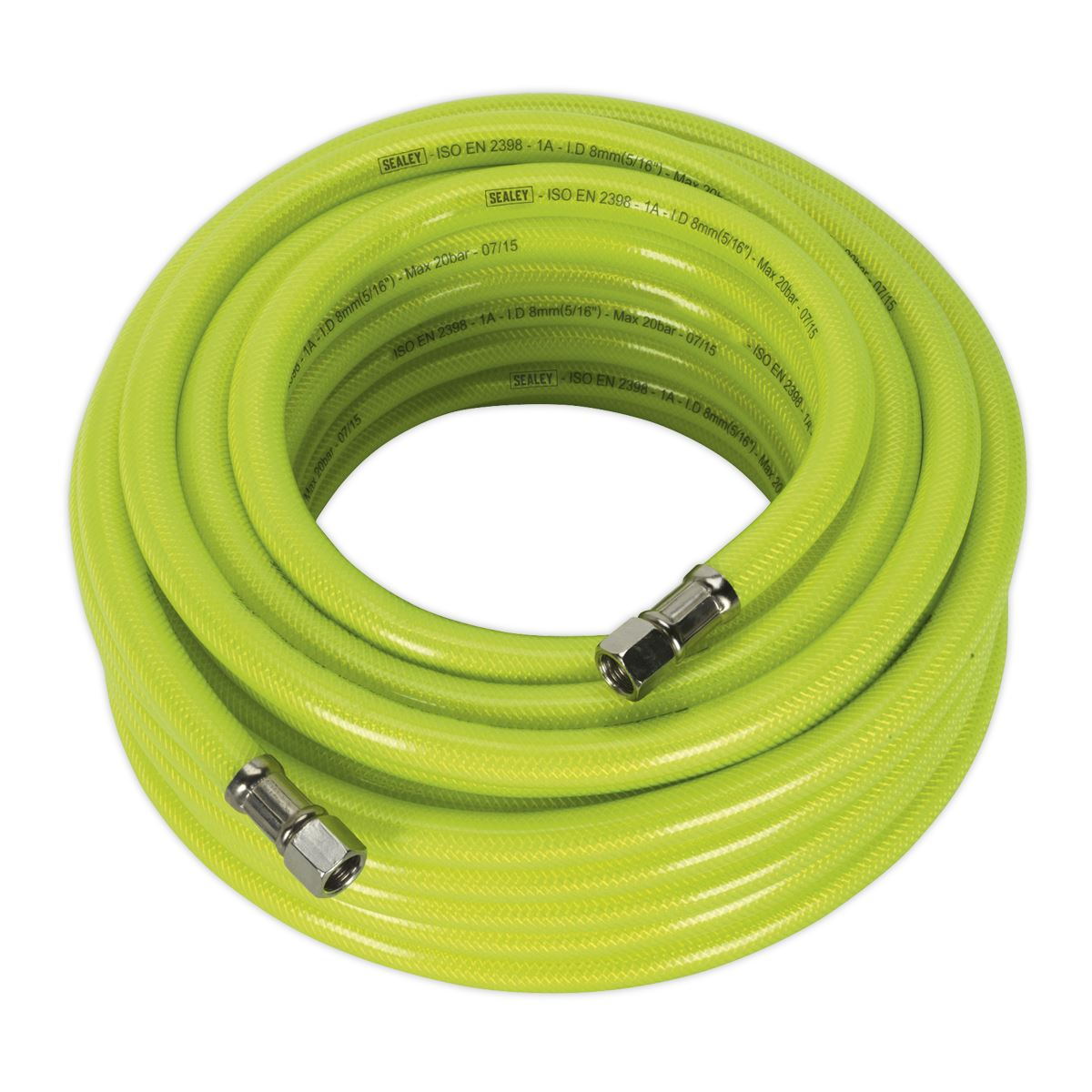 Sealey AHFC15 Air Hose High-Visibility 15m x Ø8mm with 1/4"BSP Unions Sealey