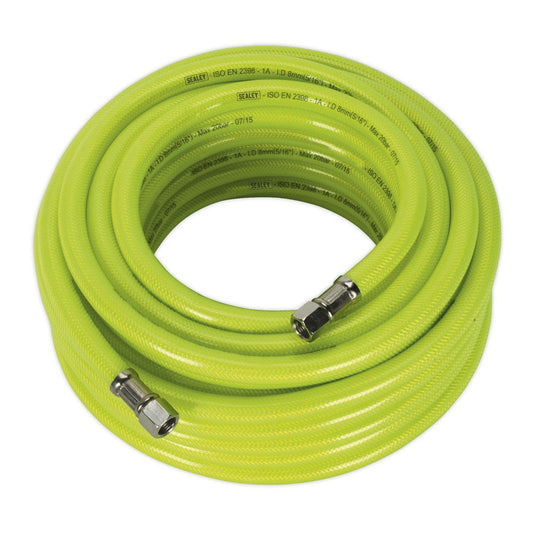 Sealey AHFC15 Air Hose High-Visibility 15m x Ø8mm with 1/4"BSP Unions Sealey