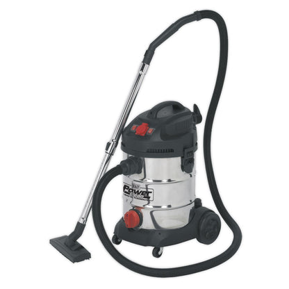 Sealey PC300SDAUTO Vacuum Cleaner Industrial 30L 1400W/230V Stainless Drum Auto Start Sealey