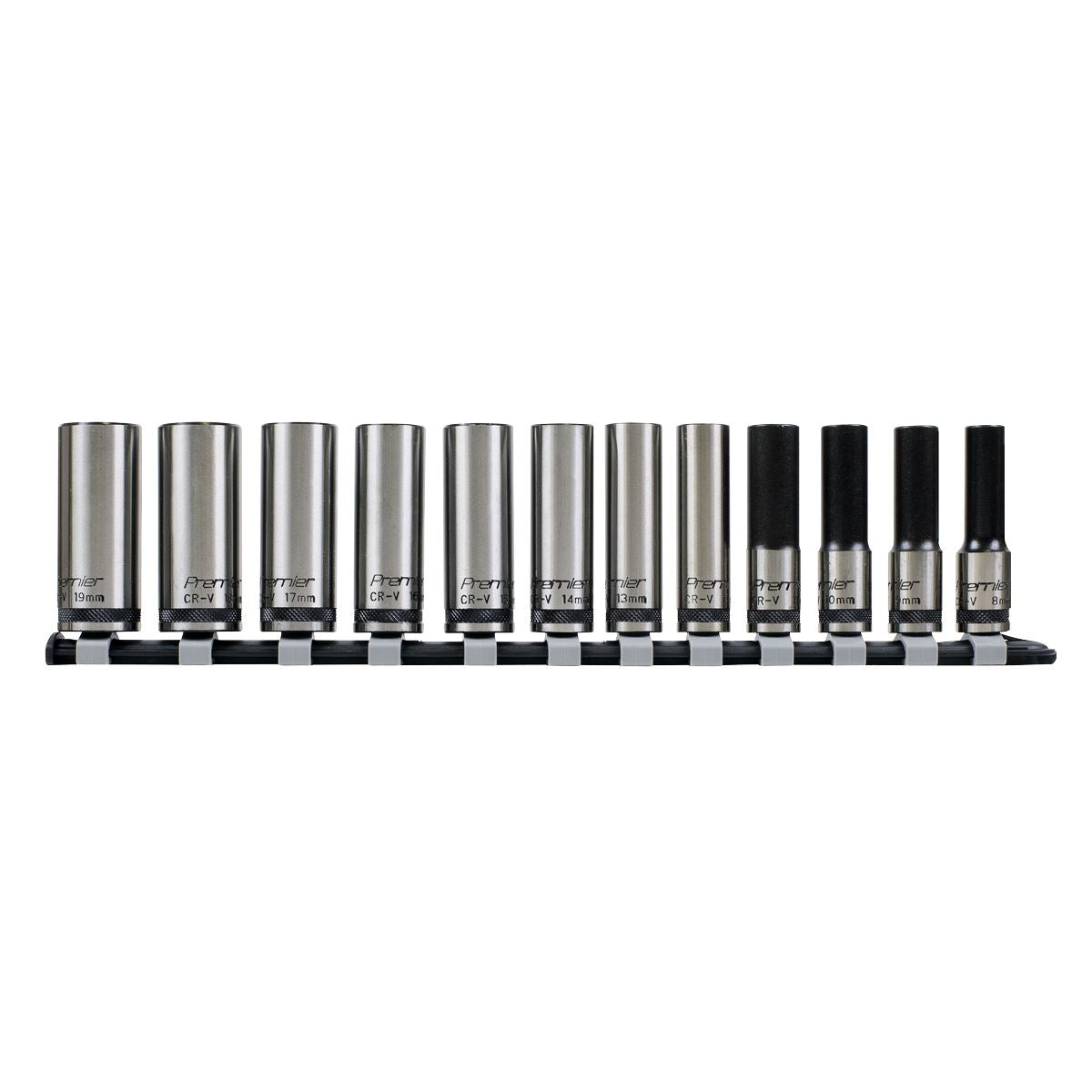 Sealey AK2744B Socket Set 12pc 3/8"Sq Drive Deep Lock-On™ 6pt Metric - Premier Black Sealey