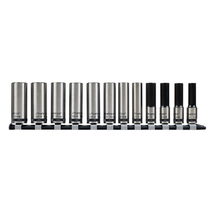 Sealey AK2744B Socket Set 12pc 3/8"Sq Drive Deep Lock-On™ 6pt Metric - Premier Black Sealey