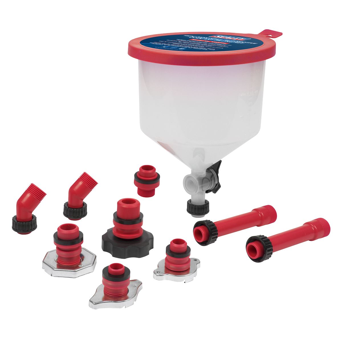 Sealey VS0045 Automotive Coolant Filling Set Non-Spill 15pc Sealey