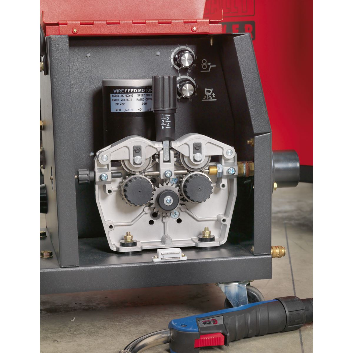 Sealey POWERMIG6035S Professional MIG Welder 350Amp 415V 3ph with Binzel® Euro Torch & Portable Wire Drive Sealey