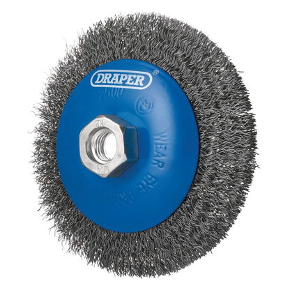Draper 08065 Steel Bevelled Crimped Wire Wheel Brush 115mm M14 Draper