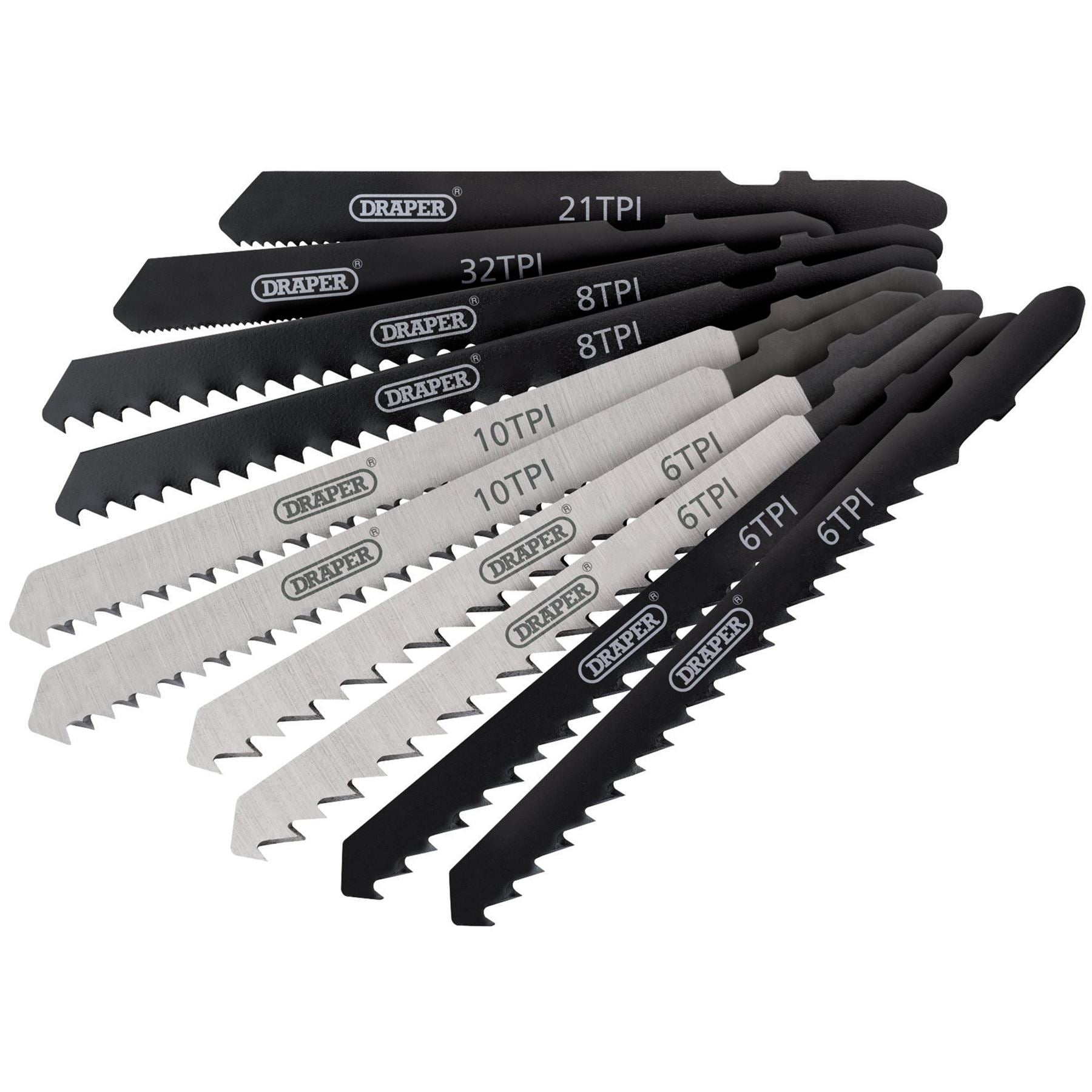 Draper 81736 Assorted HSS & HCS Jigsaw Blade Set 10 Piece Draper