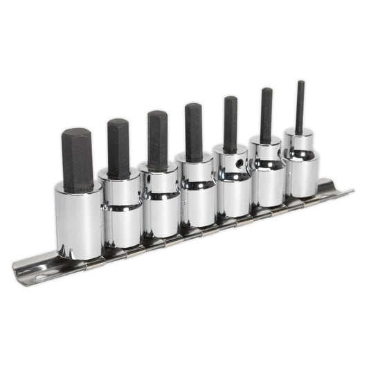 Sealey AK62253 Hex Socket Bit Set 7pc 3/8"Sq Drive Metric Sealey