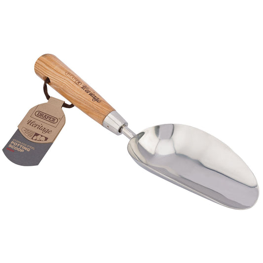 Draper 99024 Heritage Stainless Steel Hand Potting Scoop with Ash Handle Draper