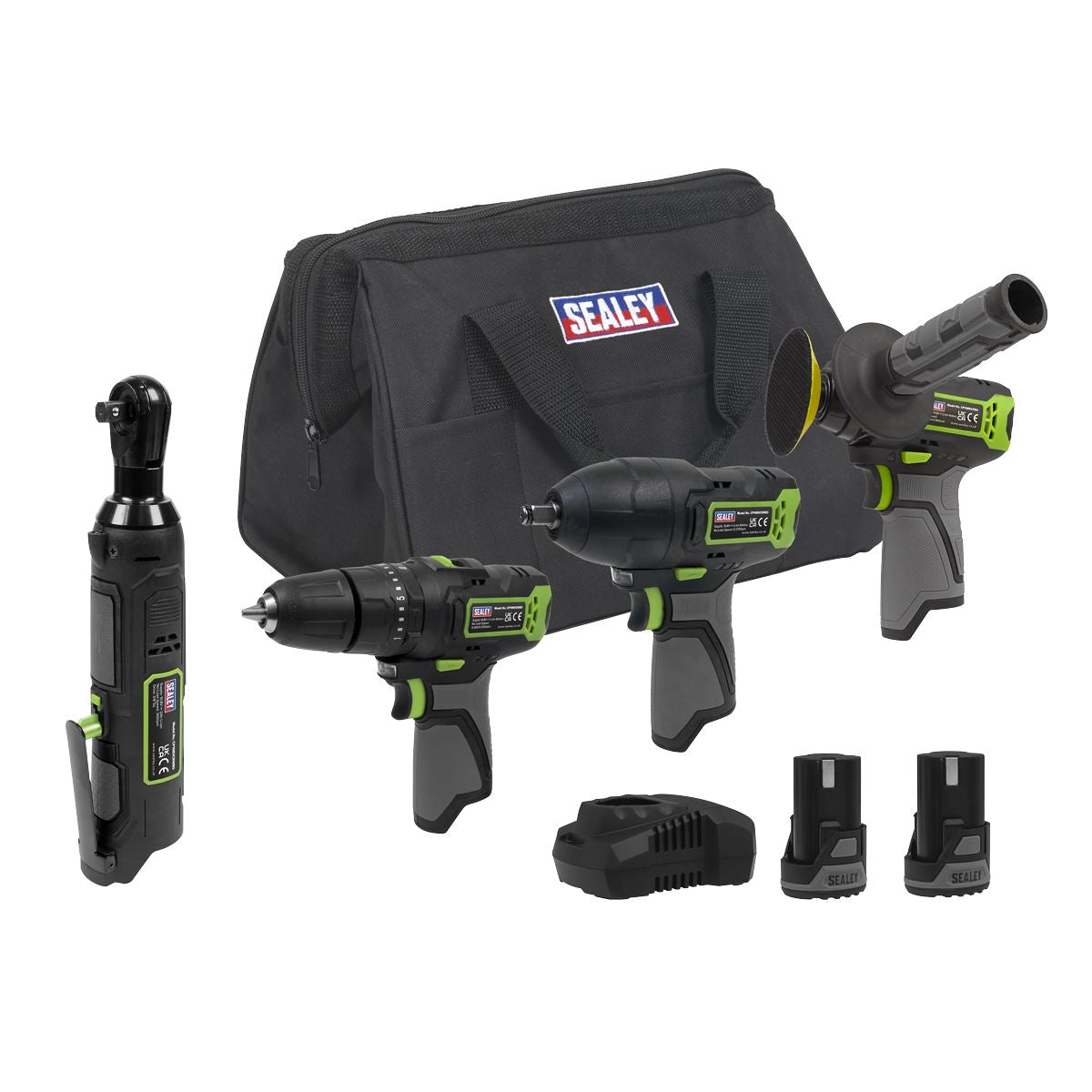Sealey CP108VCOMBO1EU 4 x 10.8V SV10.8 Series Cordless Combo Kit - 2 Batteries & Euro Plug Sealey