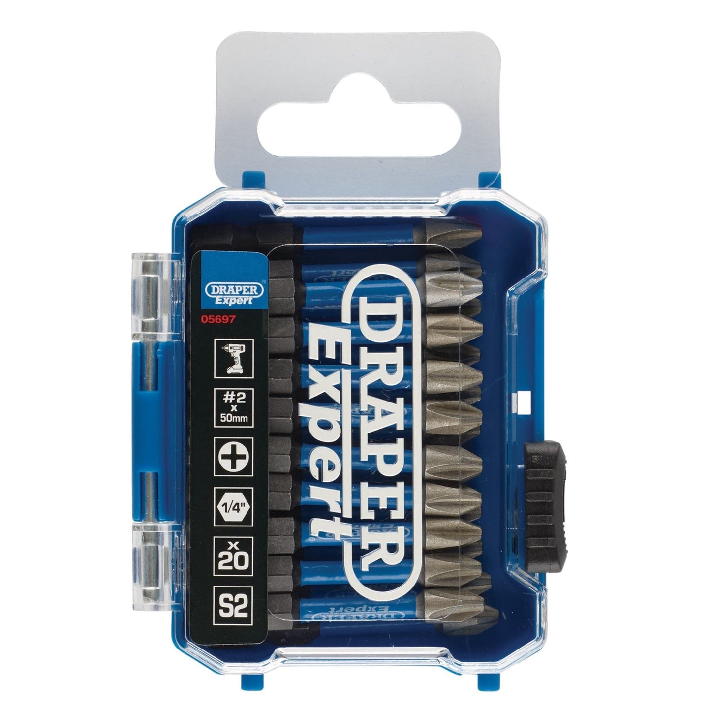 Draper 05697 Expert Cross Slot/PH Type Impact Screwdriver Bits No.2 x 50mm 1/4" Hex Pack of 20 Draper