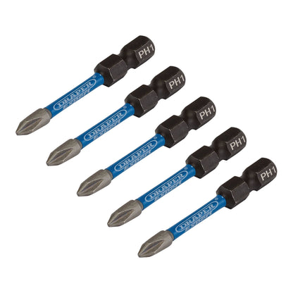 Draper 05498 Expert Cross Slot/PH Type Impact Screwdriver Bits No.1 x 50mm 1/4" Hex Pack of 5 Draper