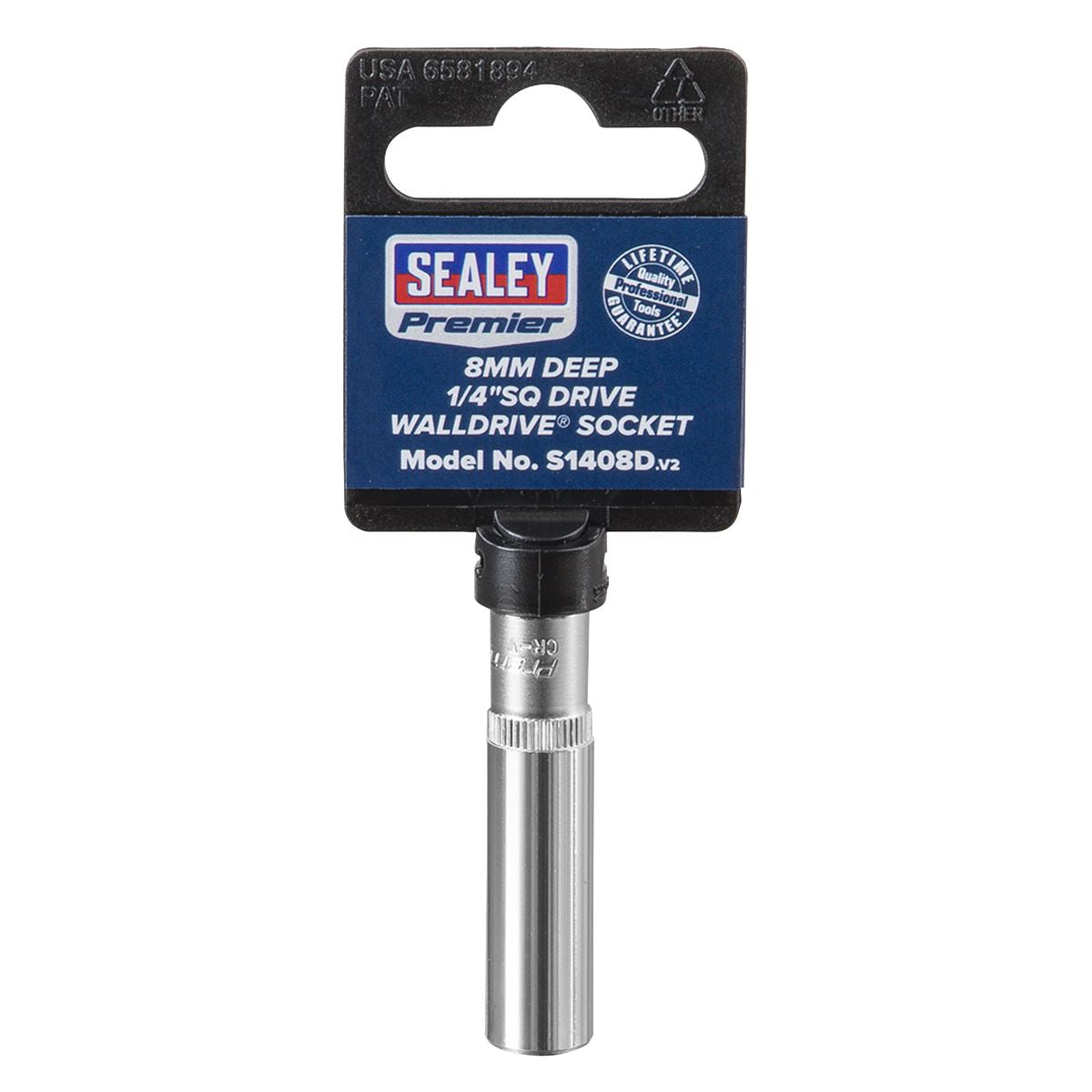 Sealey S1408D WallDrive® Socket 8mm Deep 1/4"Sq Drive Sealey