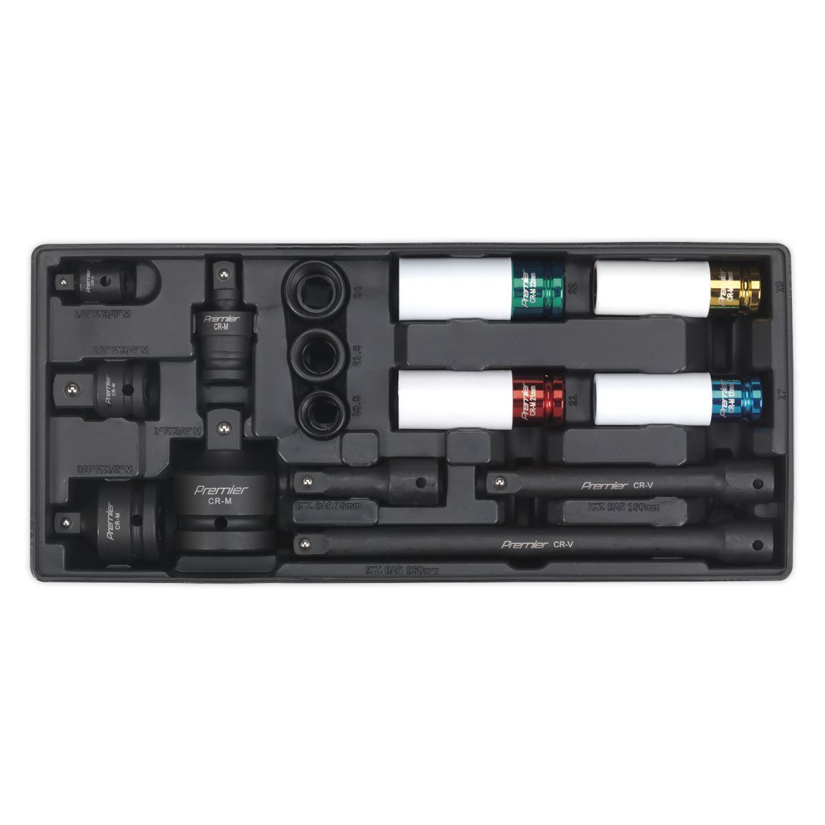 Sealey TBT25 Tool Tray with Impact Socket & Adaptor Set 15pc Metric Sealey