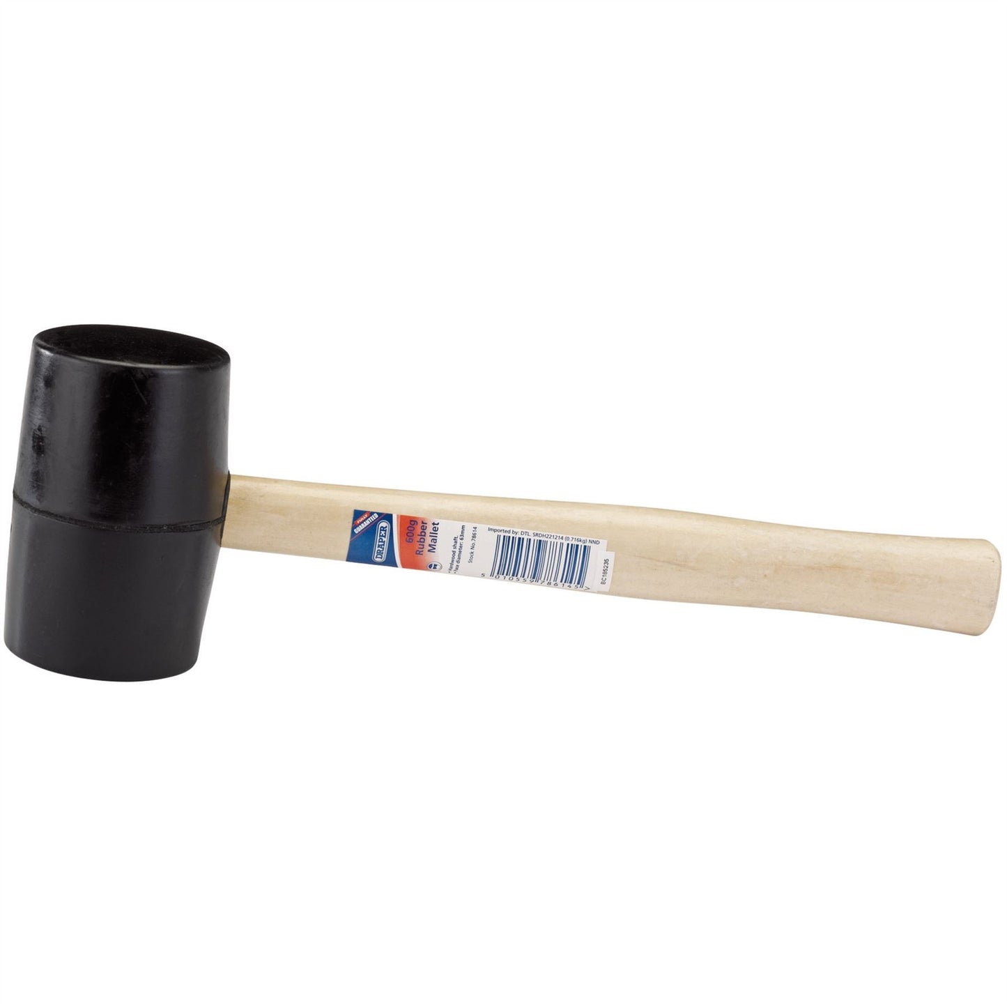 Draper 78614 Hardwood Shaft Rubber Mallet 620g/22oz Draper