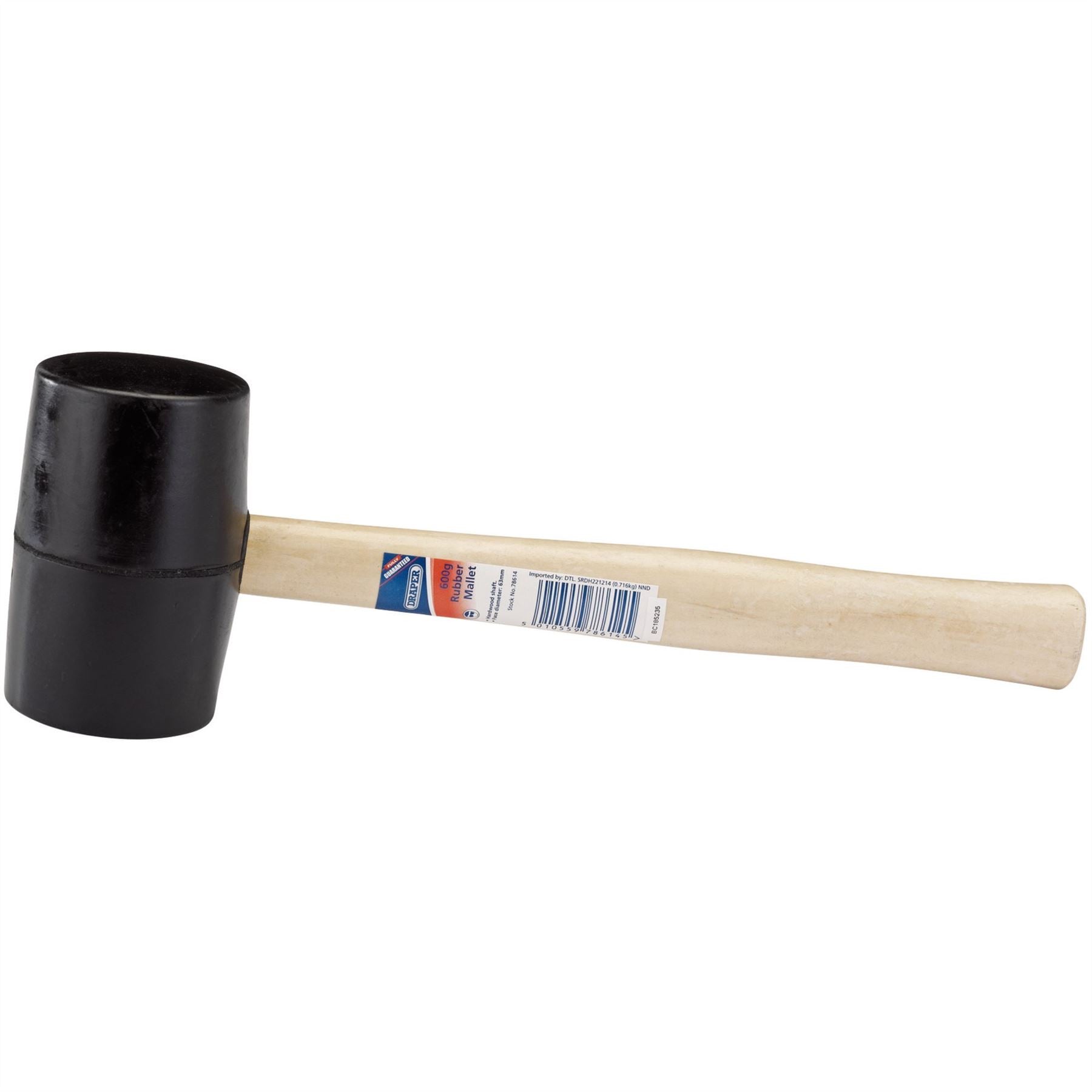 Draper 78614 Hardwood Shaft Rubber Mallet 620g/22oz Draper