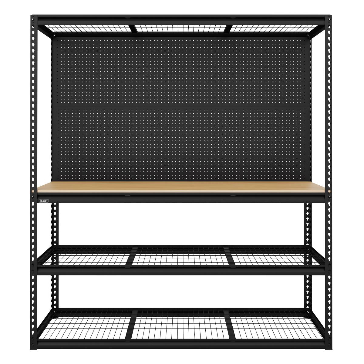 Sealey APMWB1 Heavy-Duty Modular Workbench with Racking & Pegboard 300kg Capacity Per Level 1820mm Sealey