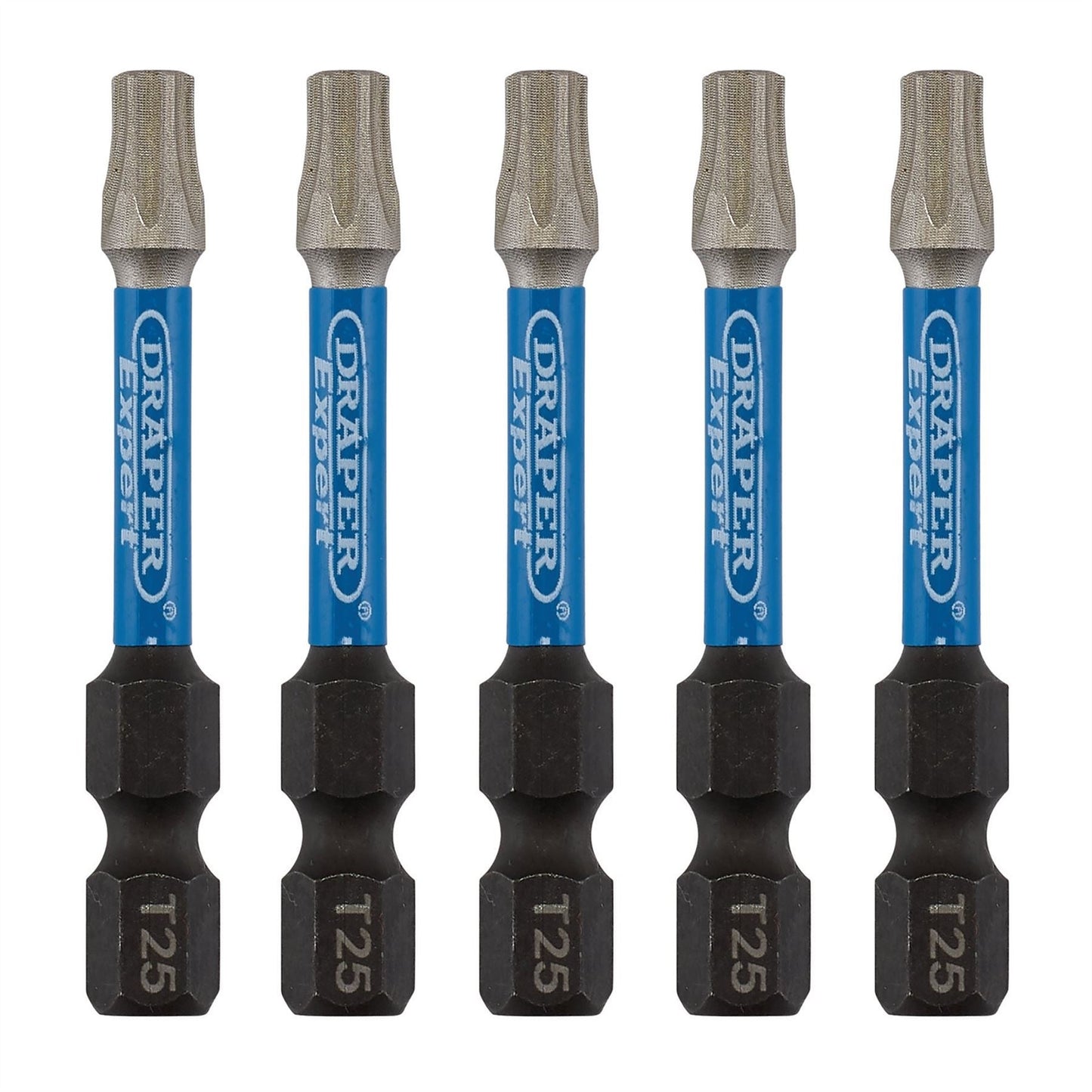 Draper 05653 Expert TX-STAR® Impact Screwdriver Bits T25 x 50mm 1/4" Hex Pack of 5 Draper