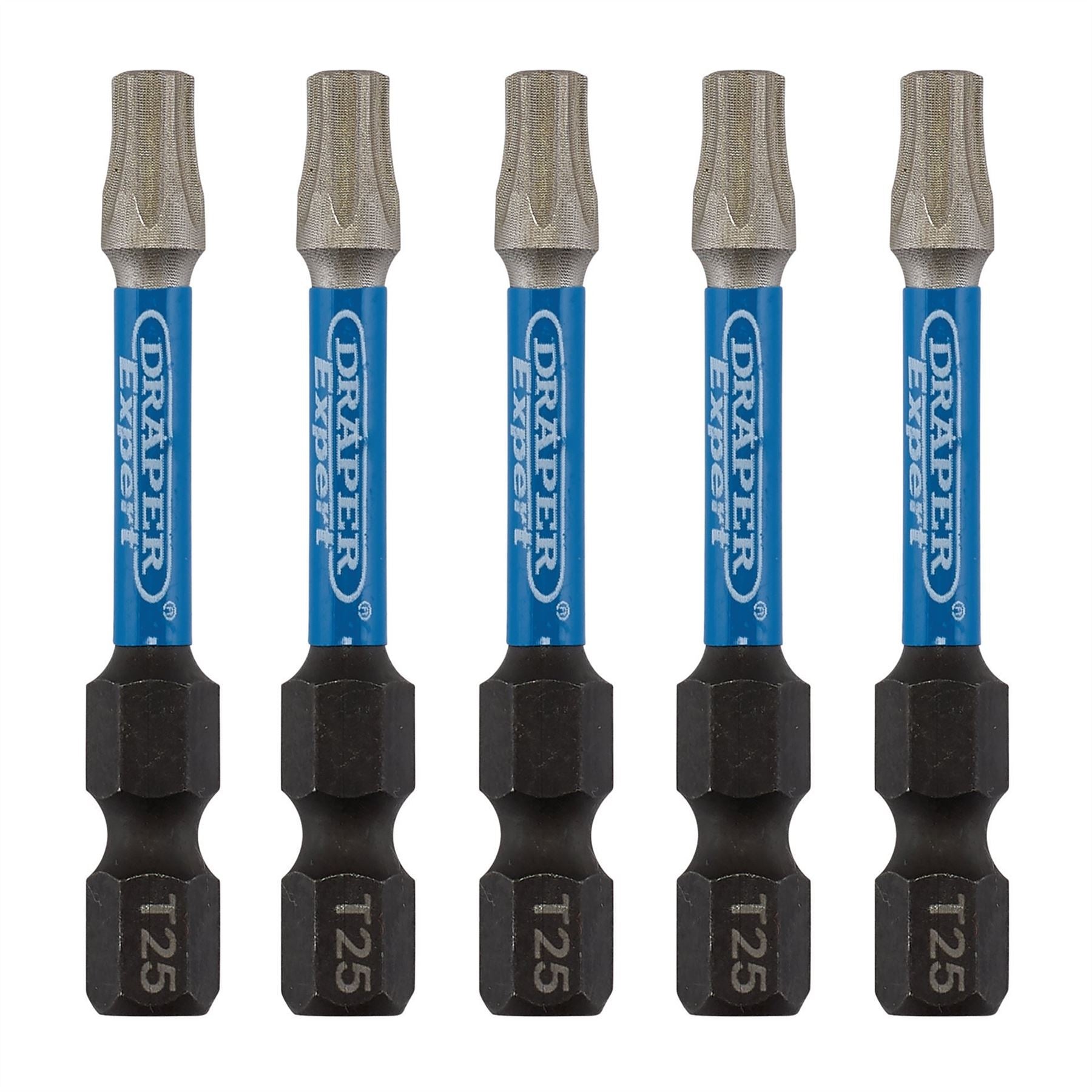 Draper 05653 Expert TX-STAR® Impact Screwdriver Bits T25 x 50mm 1/4" Hex Pack of 5 Draper