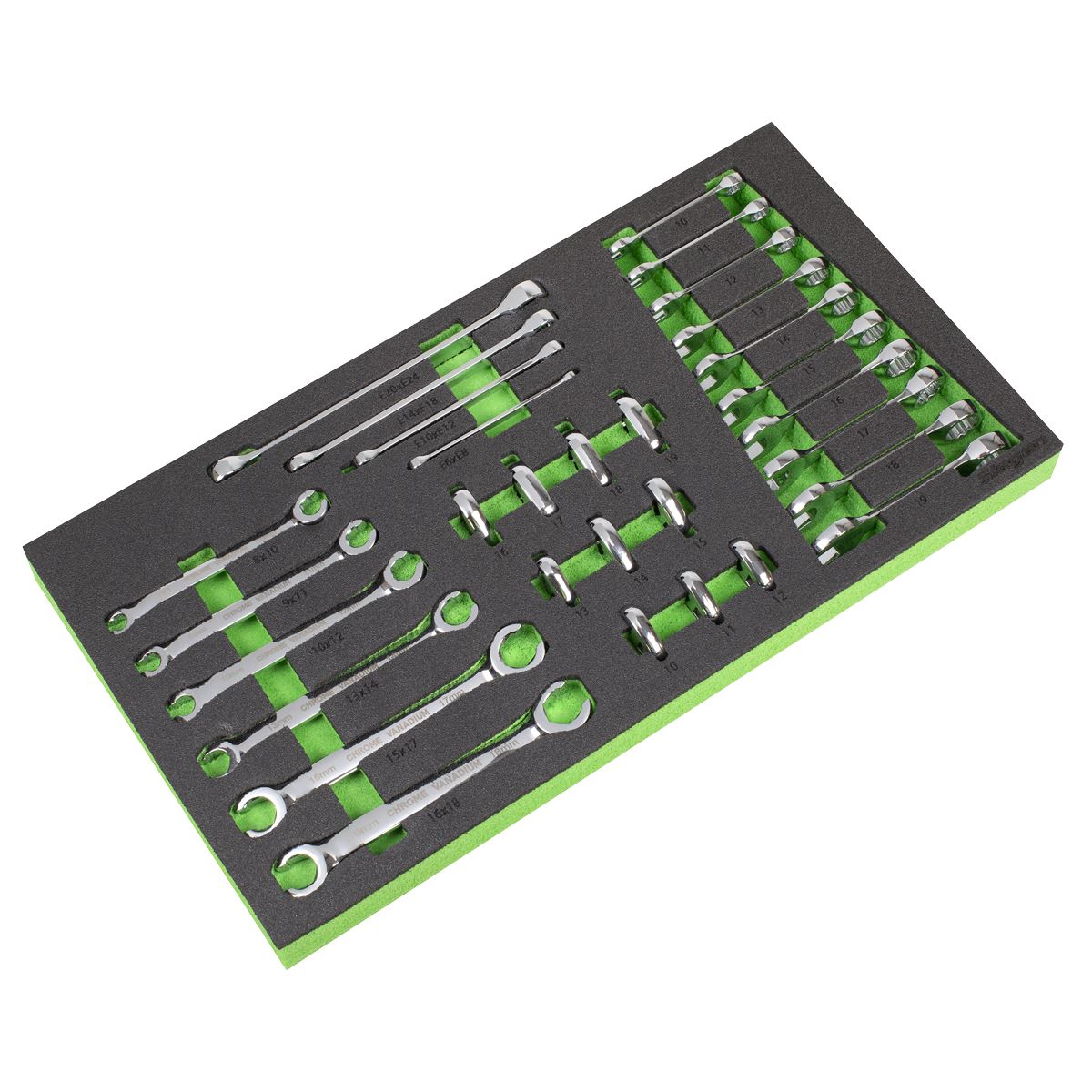 Siegen S01274 Tool Tray with Specialised Spanner Set 30pc - Metric Siegen