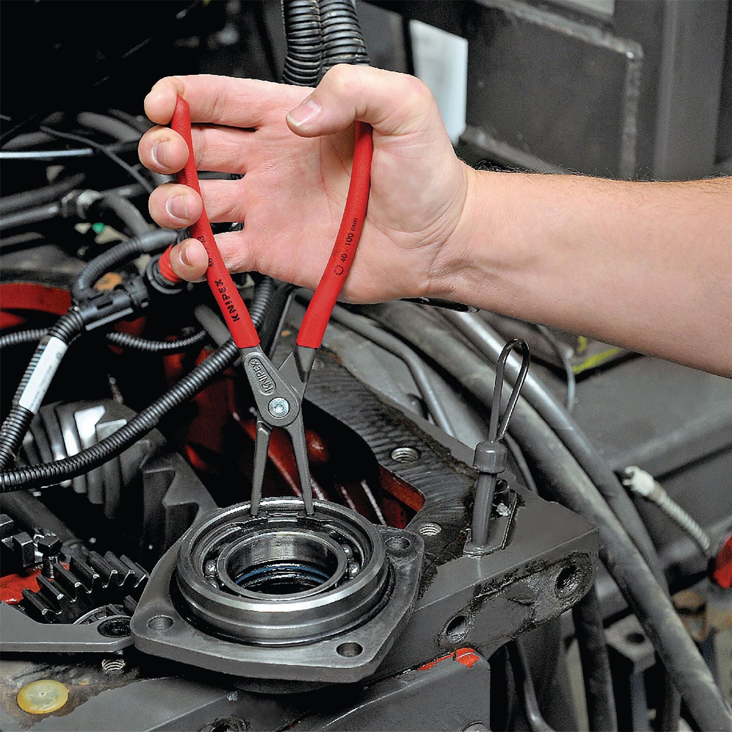 Knipex 75080 48 11 J3 SB Precision Circlip Pliers for internal circlips in bore holes with non-slip plastic coating grey atramentized 225mm Knipex