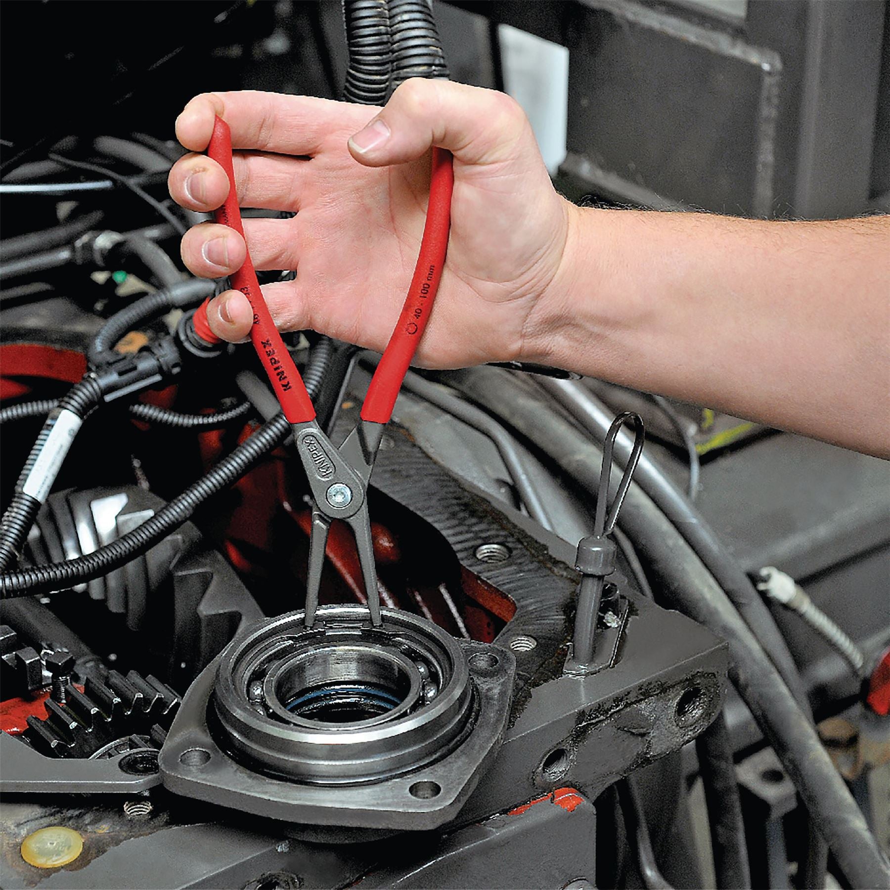 Knipex 75080 48 11 J3 SB Precision Circlip Pliers for internal circlips in bore holes with non-slip plastic coating grey atramentized 225mm Knipex