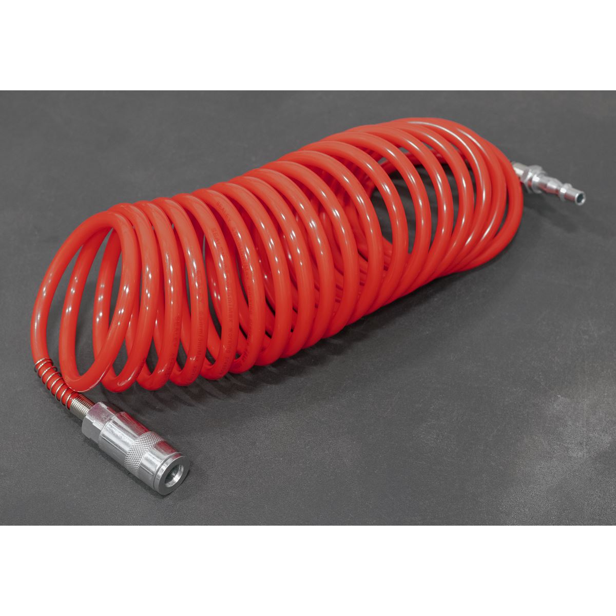 Sealey SA305 PE Coiled Air Hose 5m x Ø5mm with Couplings Sealey